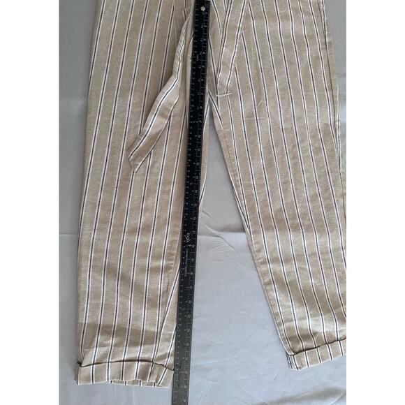 Forever 21 Women’s Tan/Brown Pinstripe Drawstring Wide-leg pants- S - Picture 6 of 7